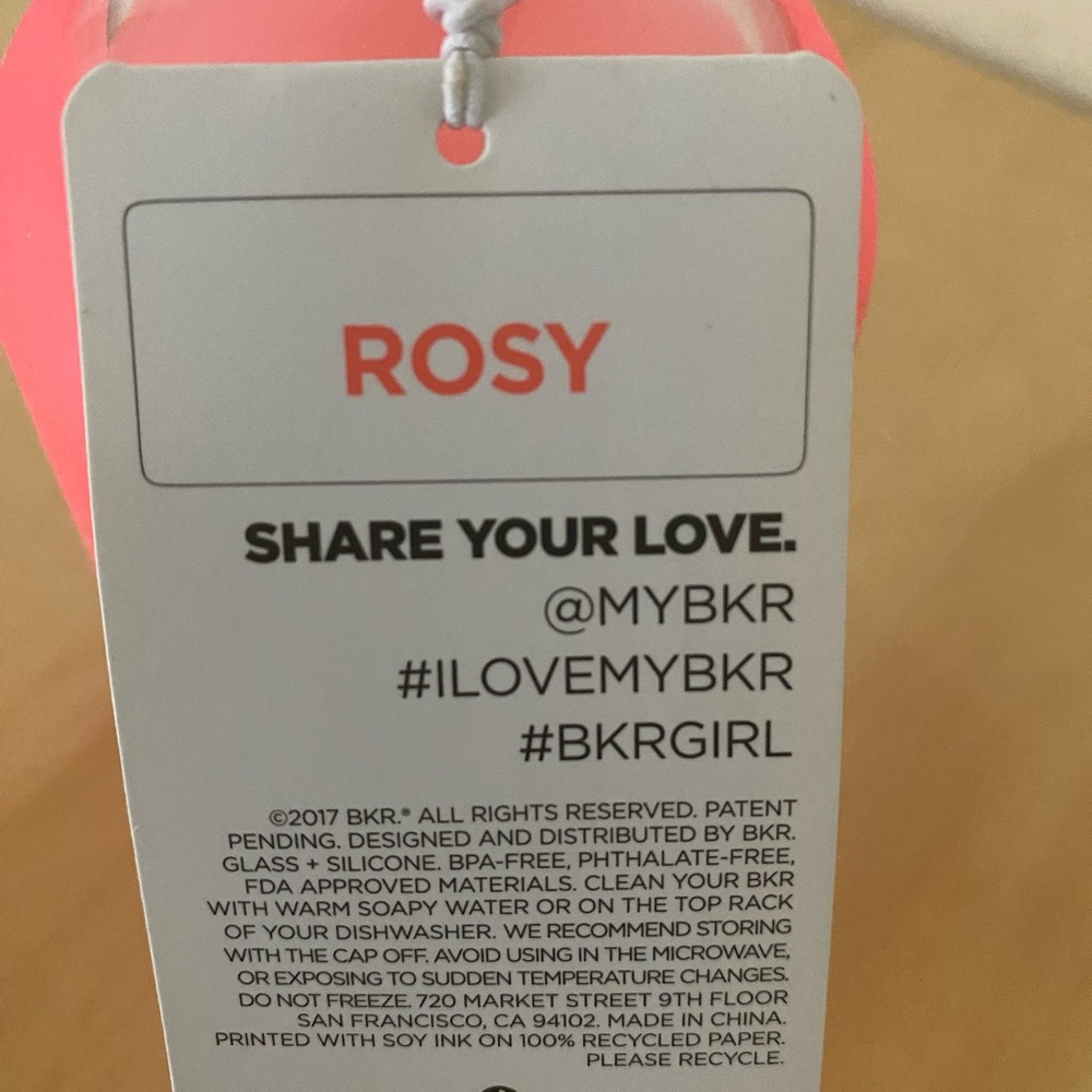 NWT BKR Rosy Water Bottle 500ml (16oz) - Picture 11 of 16